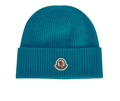 Moncler Logo Beanie, £70, Accessories, Blue, Cashmere/Wool, Front view